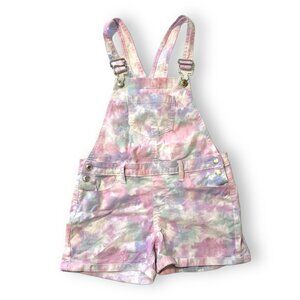 SO Pastel Tie-Dye Overall Shorts Girls 14